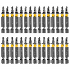 Бита PH2х50, сталь легированная S2, 30 шт., шестигранный профиль, пластиковая коробка, Е 6,3 Denzel (11682)