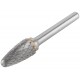Шарошка карбидная, штифт 6 мм, тип F, параболическая 12х25х70 мм (36619)