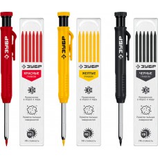 Набор 18 сменных грифелей 6ч + 6ж + 6к d 2,8 мм, HB, 3 автоматических карандаша ЗУБР АСК 06312-H6