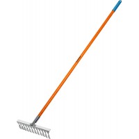 Садовые грабли PS-12 FIBER, 380 х 100 х 1530 мм, 12 витых зубцов, нержавеющая сталь, фибергласовый черенок, PROLine GRINDA 39482-12