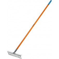 Садовые грабли PS-12 FIBER, 380 х 100 х 1530 мм, 12 витых зубцов, нержавеющая сталь, фибергласовый черенок, PROLine GRINDA 39482-12