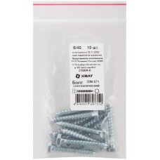 Болт сантехнический 6х40 мм DIN 571, 10 шт 31604-0