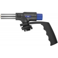 Горелка газовая на цанговый баллон, пласт.корпус с рукоятью, с пьезоподжигом, сопло 22 мм (67658М)