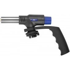 Горелка газовая на цанговый баллон, пласт.корпус с рукоятью, с пьезоподжигом, сопло 22 мм (67658М)