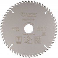 Диск пильный по дереву с тефлоновым покрытием 60Т, CUTOP Profi plus, 190 х 1,5/2,2 х 30/25,4/20/16 мм (75-19060Т)