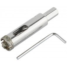 Коронка кольцевая по керамограниту, камню и кафелю алмазная с центровочным сверлом 16х70 мм (16206)