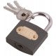 Замок навесной железный 38х32 мм, стальная дужка 5,2 мм (67138)