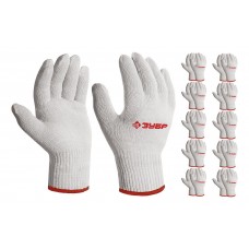 Перчатки х/б ОПТИМА, S-M, без покрытия, 10 класс, 10 пар ЗУБР 11445-M10