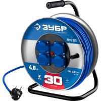 Удлинитель силовой на стальной катушке ПВС 3 x 2.5 мм2 30 м 4000 Вт IP44 ЗУБР ПВС-325 Профессионал 55102-30