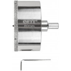 Коронка кольцевая по керамограниту, камню и кафелю алмазная с центровочным сверлом 80х70 мм (16228)