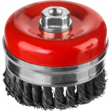 Чашечная щетка-крацовка для УШМ 100 мм, жгутированная стальная проволока 0.5 мм MIRAX 35144-100