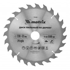 Пильный диск по дереву, 230 х 32 мм, 24 зуба, кольцо 30/32 Matrix Professional (73229)