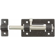 Задвижка накладная усиленная для дверей, круглый ригель, серебро (66691)