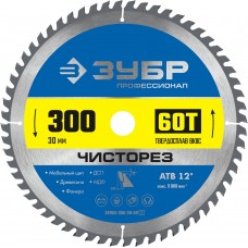 Диск пильный по дереву Чисторез 300 x 30 мм, 60Т ЗУБР Профессионал 36905-300-30-60_z01