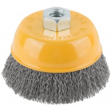 Корщетка-чашка, гайка М14, волнистая проволока, нержавеющая сталь 100 мм (38843)