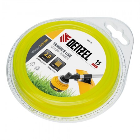 Леска для триммера, квадрат 2 мм х 15 м, блистер Flex cord Denzel (96115)