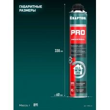 Монтажная пена PRO, 750 мл, пистолетная, всесезонная, SVS, не залипающий клапан, выход до 45 л KRAFTOOL 41182_z01