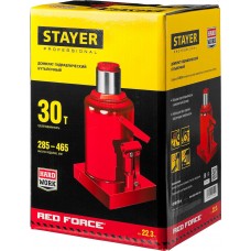 Домкрат бутылочный гидравлический 30 т, 285 - 465 мм RED FORCE Professional STAYER 43160-30