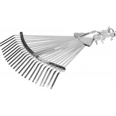 Усиленные регулируемые веерные грабли GR-44RX, 22 плоских зубца, 300-440 мм ширина, оцинкованная сталь, без черенка GRINDA 421873