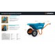 GRINDA GP-22, ударопрочный пластиковый кузов, 110 л, 220 кг, двухколесная, пневматические колеса, тачка садовая PROLine (422406)
