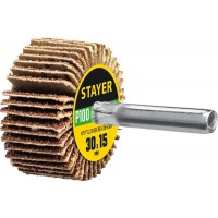 Круг шлифовальный лепестковый d 30 x 15 мм, P100, на шпильке d 6 мм STAYER 36606-100