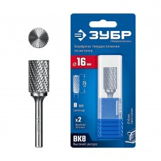 Борфреза твердосплавная 16?25 мм, тип B (цилиндр с торцевыми зубьями), хв-к 6 мм ЗУБР ПРОФЕССИОНАЛ 28801-16-25