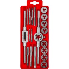 Набор метчиков и плашек 20 предм. сталь 9ХС в пластиковом боксе ЗУБР 2810-H20