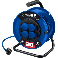 Удлинитель силовой на катушке ПВС 3 x 1.5 мм2 20 м 3500 Вт IP44 ЗУБР ПВС-315 Профессионал 55081-20_z01