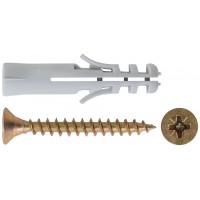 Крепление для плинтусов.Комплект: дюбель с шурупом 8х40/5х40 (фасовка 7 шт) (24893-2)