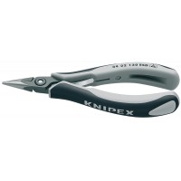 Плоскогубцы захватные прецизионные для электроники ESD, плоскокруглые губки, 130 мм, 2-комп антистатические ручки (KN-3422130ESD)