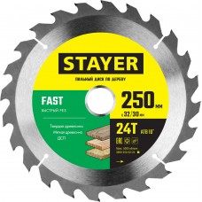 Диск пильный по дереву Fast, 250 x 32/30 мм, 24Т, быстрый рез STAYER 3680-250-32-24_z01