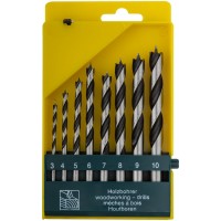 Набор сверл по дереву, CrV Профи, пластиковый бокс, 8 шт. (3-4-5-6-7-8-9-10 мм) (36100)