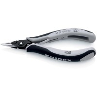 Плоскогубцы захватные прецизионные для электроники ESD, плоскокруглые губки с насечкой, 130 мм, 2-комп антистатические ручки (KN-3452130ESD)