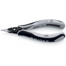 Плоскогубцы захватные прецизионные для электроники ESD, плоскокруглые губки с насечкой, 130 мм, 2-комп антистатические ручки (KN-3452130ESD)