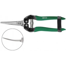 Секатор садовый, режущие кромки внахлест, изогнутые лезвия нерж. сталь, ПВХ накладки на ручки 190 мм (77077)