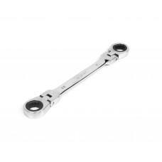 Ключ накидной двусторонний 14х15 мм трещоточный шарнирный хром HORTZ