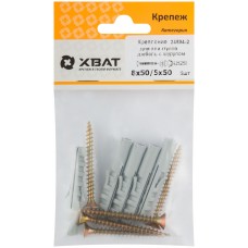 Крепление для плинтусов.Комплект: дюбель с шурупом 8х50/5х50 (фасовка 5 шт.) (24894-2)