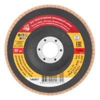 Круг лепестковый торцевой КЛТ-2, зернистость Р 80, 125 х 22.2 мм (740857)