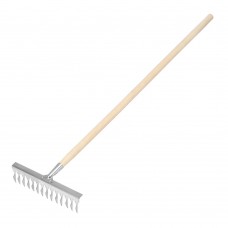 Грабли, нержавеющая сталь, 340 х 1300 мм, 14 витых зубьев, деревянный черенок, Сибртех (61760)