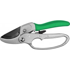 Контактный секатор 200 мм, углеродистая сталь, храповый механизм, с эфесом, с алюминиевыми рукоятками, покрытие ПВХ РОСТОК PC-33 423008_z01