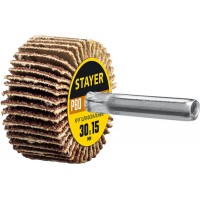 Круг шлифовальный лепестковый d 30 x 15 мм, P80, на шпильке d 6 мм STAYER 36606-080