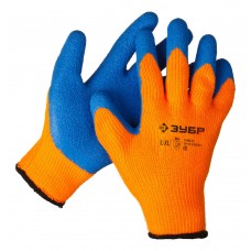 Перчатки акриловые сигнального цвета, рельефное латексное покрытие, утепленные, 10 класс, размер L-XL ЗУБР УРАЛ Профессионал 11465-XL