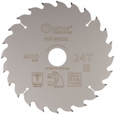 Диск пильный по дереву с тефлоновым покрытием 24Т, CUTOP Profi plus, 200 х 1,5/2,2 х 32/30/25,4/20 мм (75-20024Т)