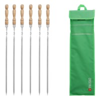 Набор шампуров плоских, 650 мм, с деревянной рукояткой, в чехле, 6 шт., Camping// Palisad (69753)