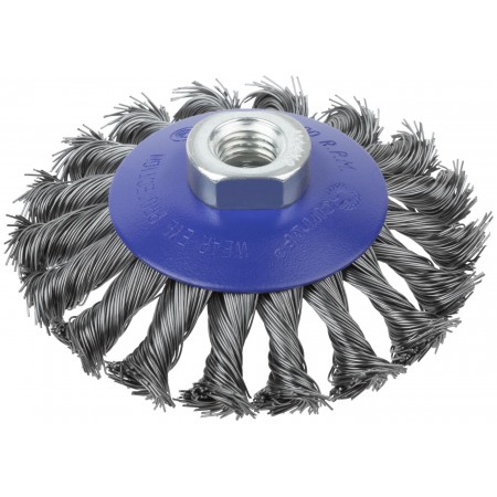 Щетка для УШМ, М14, тип Тарелка, крученая проволока 0,5 мм, 100 мм, блистер, CUTOP Profi (82-905)