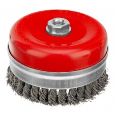 Щетка для УШМ Heavy Duty, 125 мм, М14, чашка, крученая проволока 0.5 мм Matrix (74674)