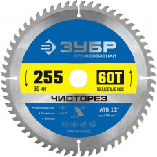 Диск пильный по дереву Чисторез 255 x 30 мм, 60Т ЗУБР Профессионал 36905-255-30-60_z01