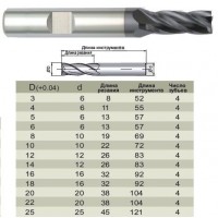 Фреза концевая d25,0х 45х121 ц/х Z=4 HSS-PM порошковая сталь HRC 67,DIN 844, HANITA
