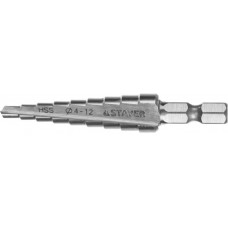 Сверло ступенчатое 4-12 мм, 9 ступеней, сталь HSS STAYER 29660-4-12-9