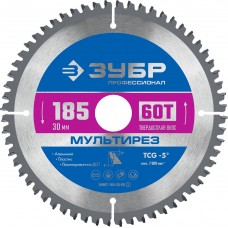 Пильный диск по алюминию Мультирез, 185 х 30 мм, 60Т ЗУБР Профессионал 36907-185-30-60_z01